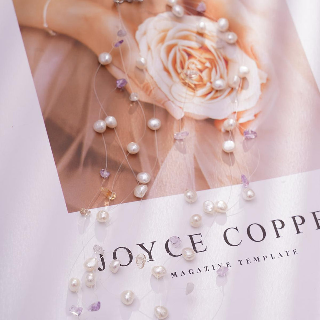【Necklace】Copper Chain Natural Freshwater Pearl Beaded Necklace Heart Pendant Accent Casual Jewelry for Women Daily Wear