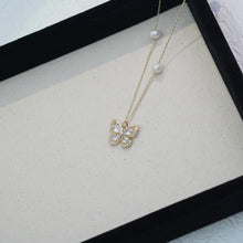 Load image into Gallery viewer, 【Pendant Necklace】Delicate Butterfly Pearl Pandent Necklace, Elegant Zircon, Birthday Gift, Date Night Accessory for Women