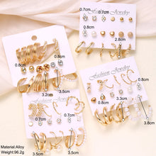 Laden Sie das Bild in den Galerie-Viewer, 36 Piece Set of Popular Fashion Temperament Personality Imitation Pearl Fried Dough Twists  Luxury High-End Female Earrings