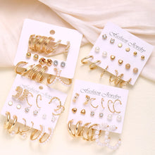 Laden Sie das Bild in den Galerie-Viewer, 36 Piece Set of Popular Fashion Temperament Personality Imitation Pearl Fried Dough Twists  Luxury High-End Female Earrings