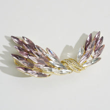Load image into Gallery viewer, Flying Wing Crystal Brooch | Silver-Blue &amp; Gold-Pink Gradient Sparkle for Evening &amp; Formal Looks