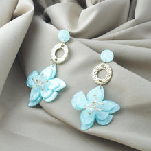 Load image into Gallery viewer, 【Drop Earrings】Light Blue Resin Flower Earrings with Crystal Bead Stamens, Sweet &amp; Fresh Design for Young Women