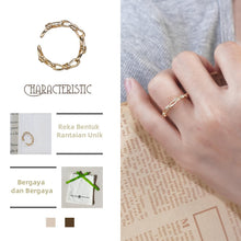 Charger l&#39;image dans la galerie, Cincin Terbuka Pautan Rantai Chunky, Gaya Retro dan Minimalis, Sesuai untuk Penampilan Harian, Barang Kemas Bergaya, Barang Kemas untuk Pencinta Fesyen stainless  steel  ring