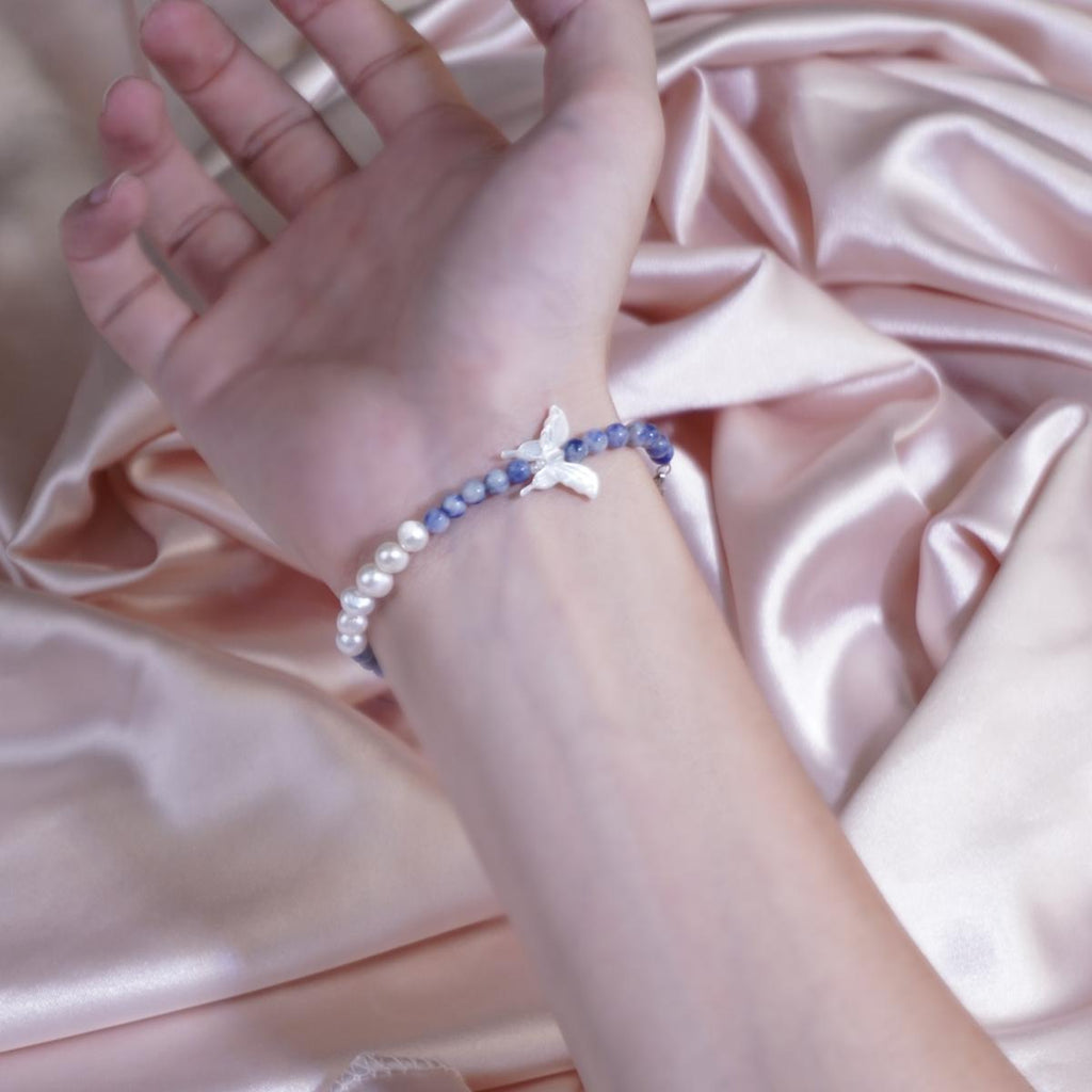 Ocean Hues Pearl & Butterfly Bracelet for Women - Adjustable Sea Zen Energy Charm