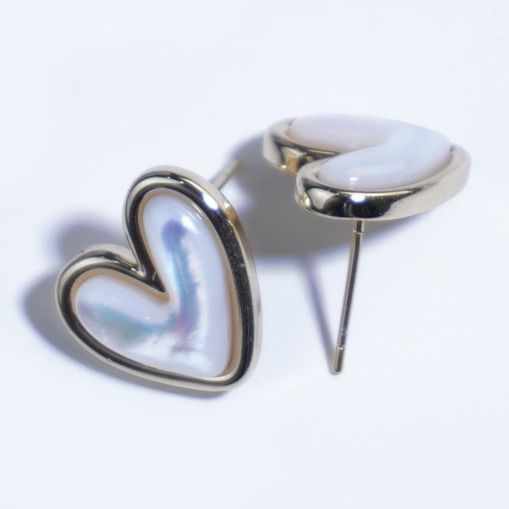 【Stud Earrings】Gold-Plated Heart Earrings with Shell, Romantic & Sweet, for Fashion Women