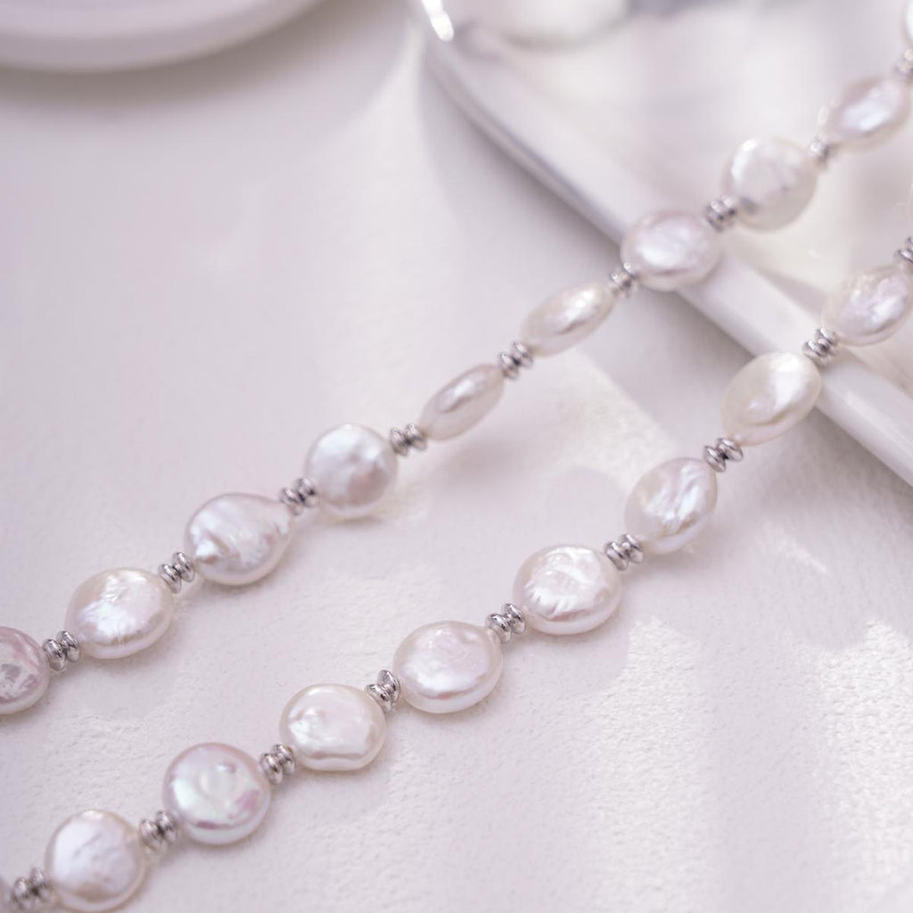【Pendant Necklace】Silver Freshwater Pearl Chain Necklace Minimalist Elegant Jewelry for Women