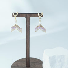 Load image into Gallery viewer, 【Drop Earrings】Alloy Purple Gradient Mermaid Tail Earrings with Pearl &amp; Heart, Romantic Fairycore Jewelry for Women