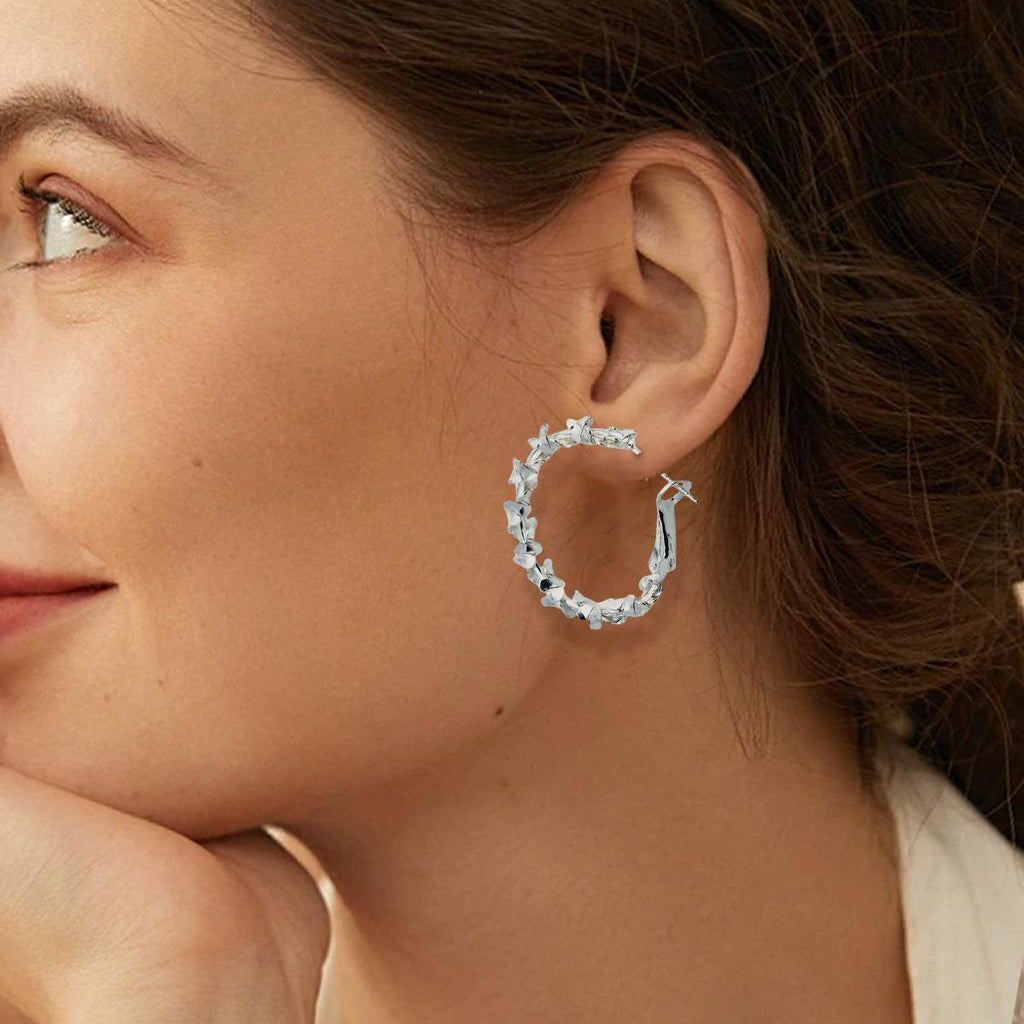 【Hoop Earrings】 Minimalist Silver Plated Hoop Earrings, Versatile Style for Women' Daily & Elegant Looks