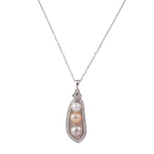 Load image into Gallery viewer, 【Pendant Necklace】Silver-Made Pea Pod Shape Natural Freshwater Pearl Pendant Necklace, Delicate Jewelry for Women, Natural Love