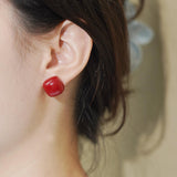 【Stud Earrings】Red Resin Solid Alloy-Trimmed Elegant suit for Daily & Casual Styling