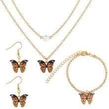 Charger l&#39;image dans la galerie, 3pcs Butterfly Pendant Necklace, Earrings and Bracelet Combination Set, Suitable for Women to Wear at Parties