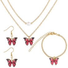 Charger l&#39;image dans la galerie, 3pcs Butterfly Pendant Necklace, Earrings and Bracelet Combination Set, Suitable for Women to Wear at Parties