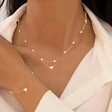 Laden Sie das Bild in den Galerie-Viewer, 3pcs Simple Love Imitation Pearl Necklace Bracelet Jewelry Sets for Women Fashion Dating Vacation Daily Wear Jewelry Gifts 2025