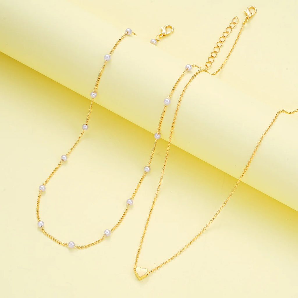3pcs Simple Love Imitation Pearl Necklace Bracelet Jewelry Sets for Women Fashion Dating Vacation Daily Wear Jewelry Gifts 2025