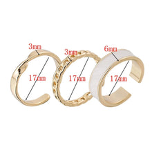 Load image into Gallery viewer, 3pcs/set Bohemian White Enamel Round Metal Ring Sets Geometric Twist Open Adjustable Rings Sets for Women Girl Wedding Jewelry