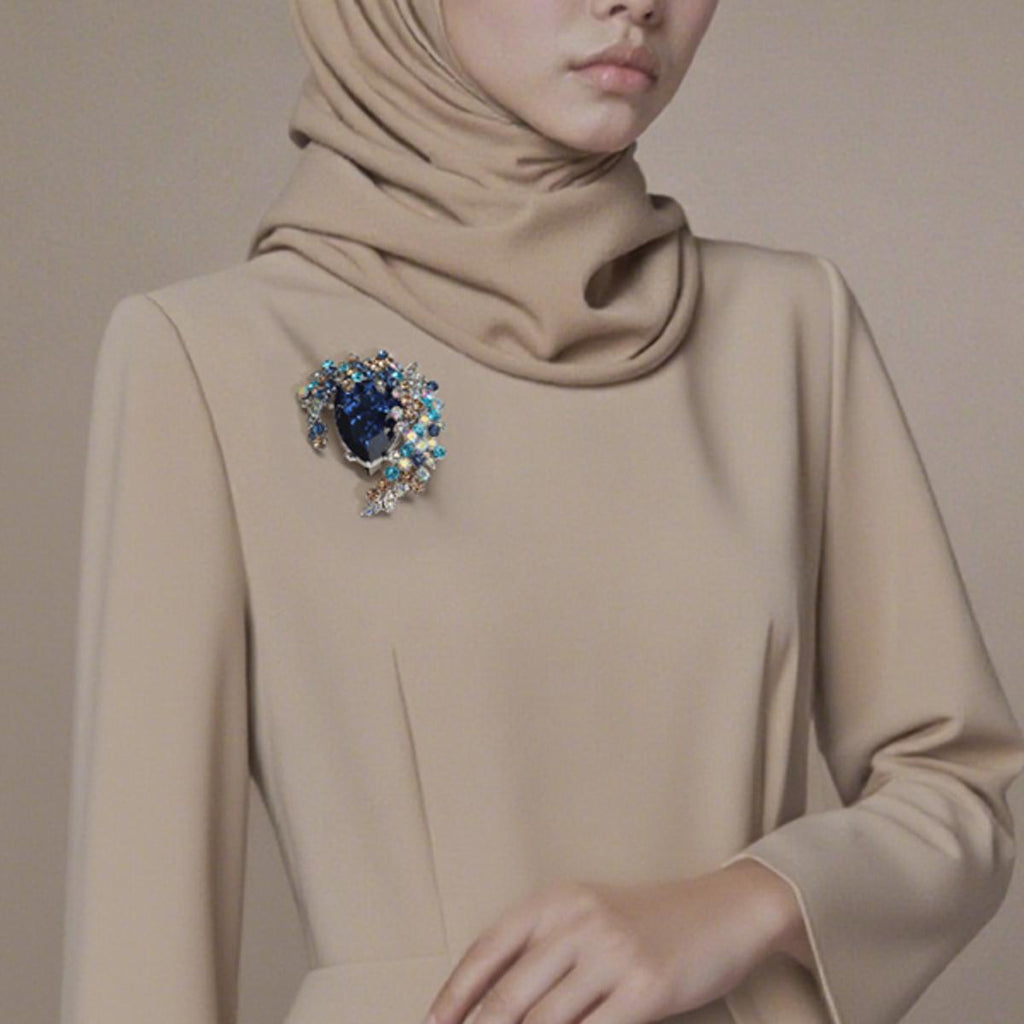 Kerongsang besar bahu Kristal Titisan Air Mata, Berinspirasikan Vintaj, Berlian Buatan Berwarna-warni, Gaya Glam, Sesuai untuk Penampilan Malam dan Parti