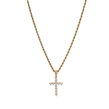 Load image into Gallery viewer, Pendant Necklace Gold or Silver Plated Cross Cubic Zirconia Heart-Cut Rope Chain Elegant Gift for Unisex