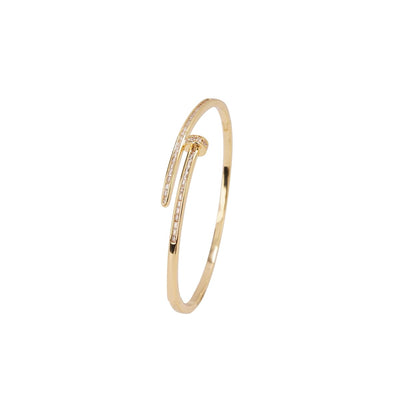 14K Gold Plated/Silver Tone Copper Deconstruction Bracelet  Women's Special Style T-Bar Cubic Zircon Bangle  Bracelet Geometric Statement Jewelry Gift for Women