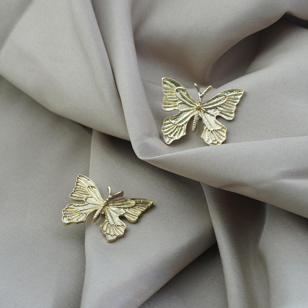 【Stud Earrings】Alloy Silver Plated Butterfly Earrings, Textured & Artistic, Chic Choice for Women