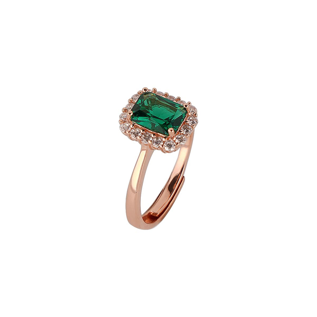 Red Ruby Adjustable Ring for Women, 14K Rose Gold Plated 925 Sterling Silver Ring with Gemstone & Zirconia Halo, Promise Ring for Her