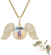 Cargar imagen en el visor de la galería, YOSZO Picture Necklace Personalized for Men 18K Gold Plated Angel Wings Heart Text Engrave Custom Photo Pendant for Women