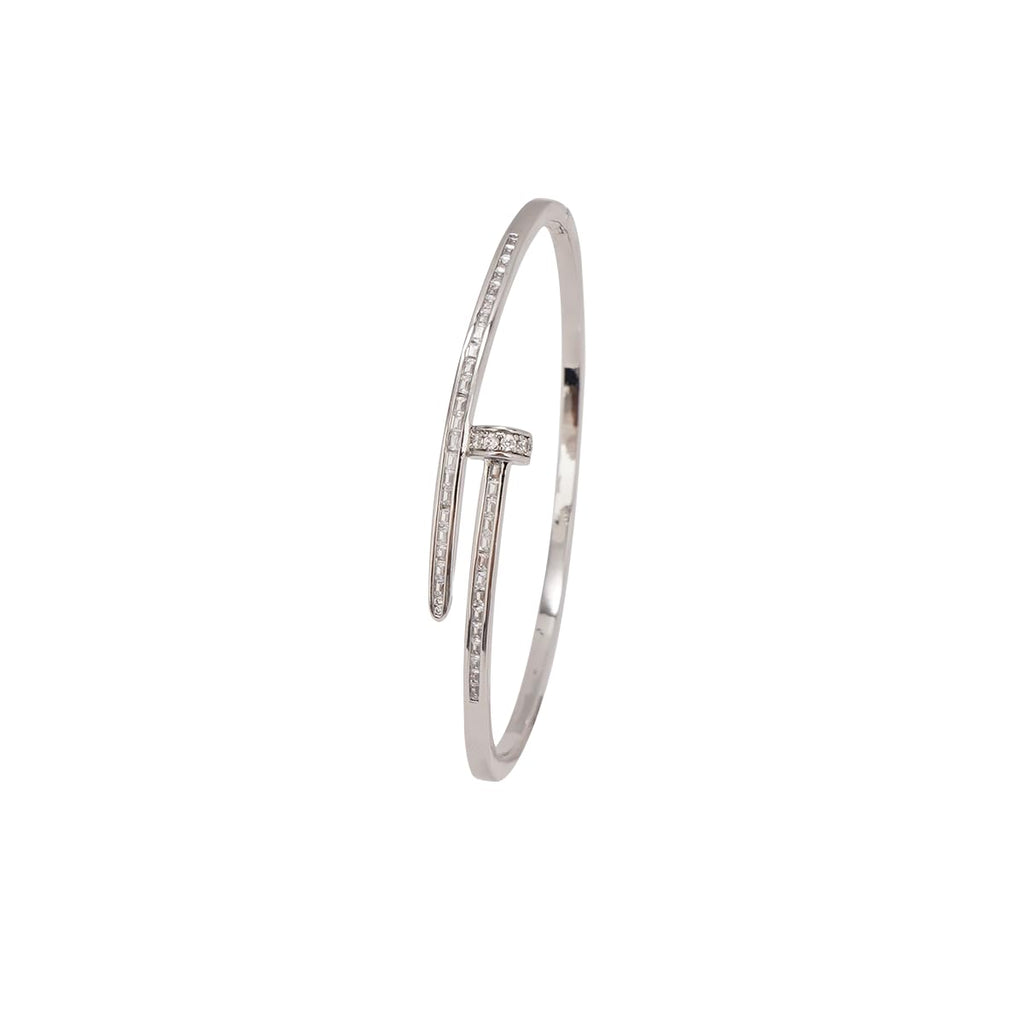 14K Gold Plated/Silver Tone Copper Deconstruction Bracelet  Women's Special Style T-Bar Cubic Zircon Bangle  Bracelet Geometric Statement Jewelry Gift for Women