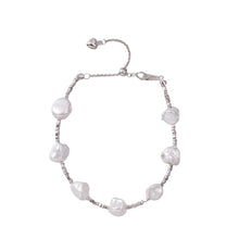 Load image into Gallery viewer, Baroque Natural Pearl Silver Bracelet with Irregular Pearl, Classic Lightweight Design for Women Everyday Wear
