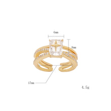 Load image into Gallery viewer, Glimmer Open Ring for Women, 14K Gold Plated 925 Sterling Silver, Square Cubic Zirconia with Star Engraving, Adjustable Self-Love Jewelry, Empowering Gift for Her