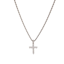 Load image into Gallery viewer, Pendant Necklace Gold or Silver Plated Cross Cubic Zirconia Heart-Cut Rope Chain Elegant Gift for Unisex