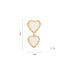 Load image into Gallery viewer, Single Drop Earring for Women, 14K Gold Plated 925 Silver Double Heart Opal Earring, Minimalist Ear Curation Jewelry, Unique Romantic Gift for Her