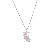 Load image into Gallery viewer, Praying Hands with Cross Pendant Necklace for Men Women, Stainless Steel Silver Plated Religious Jewelry Gift
