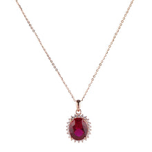 Load image into Gallery viewer, Birthstone Pendant Necklace for Women, Rose Gold Plated 925 Silver Adjustable Chain,  Gemstone &amp; Zircon Halo Pendant, Elegant Retro Jewelry Gift for Her