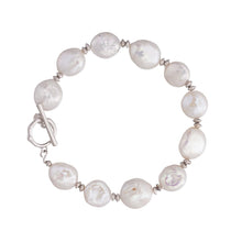 Load image into Gallery viewer, Natural Freshwater Pearl Bracelet  -  Fixed Length 925 Sterling Silver with OT Clasp | Hypoallergenic Women&#39;s Gift for Wedding/Birthday