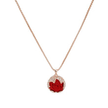 Load image into Gallery viewer, Rose Flower Pendant Necklace Rose Gold Plated Copper Crystal Zircon Floral Charm Chain Elegant Jewelry Gift for Women