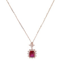 Load image into Gallery viewer, Birthstone Pendant Necklace for Women, Rose Gold Plated 925 Silver Adjustable Chain,  Gemstone &amp; Zircon Halo Pendant, Elegant Retro Jewelry Gift for Her