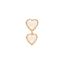 Load image into Gallery viewer, Single Drop Earring for Women, 14K Gold Plated 925 Silver Double Heart Opal Earring, Minimalist Ear Curation Jewelry, Unique Romantic Gift for Her