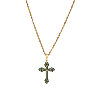 3 Colors Cross Pendant Necklace Silver/Black/Green Iced Out Copper Zircon Hip Hop Jewelry Gift for Men Women