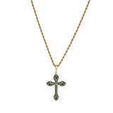 3 Colors Cross Pendant Necklace Silver/Black/Green Iced Out Copper Zircon Hip Hop Jewelry Gift for Men Women
