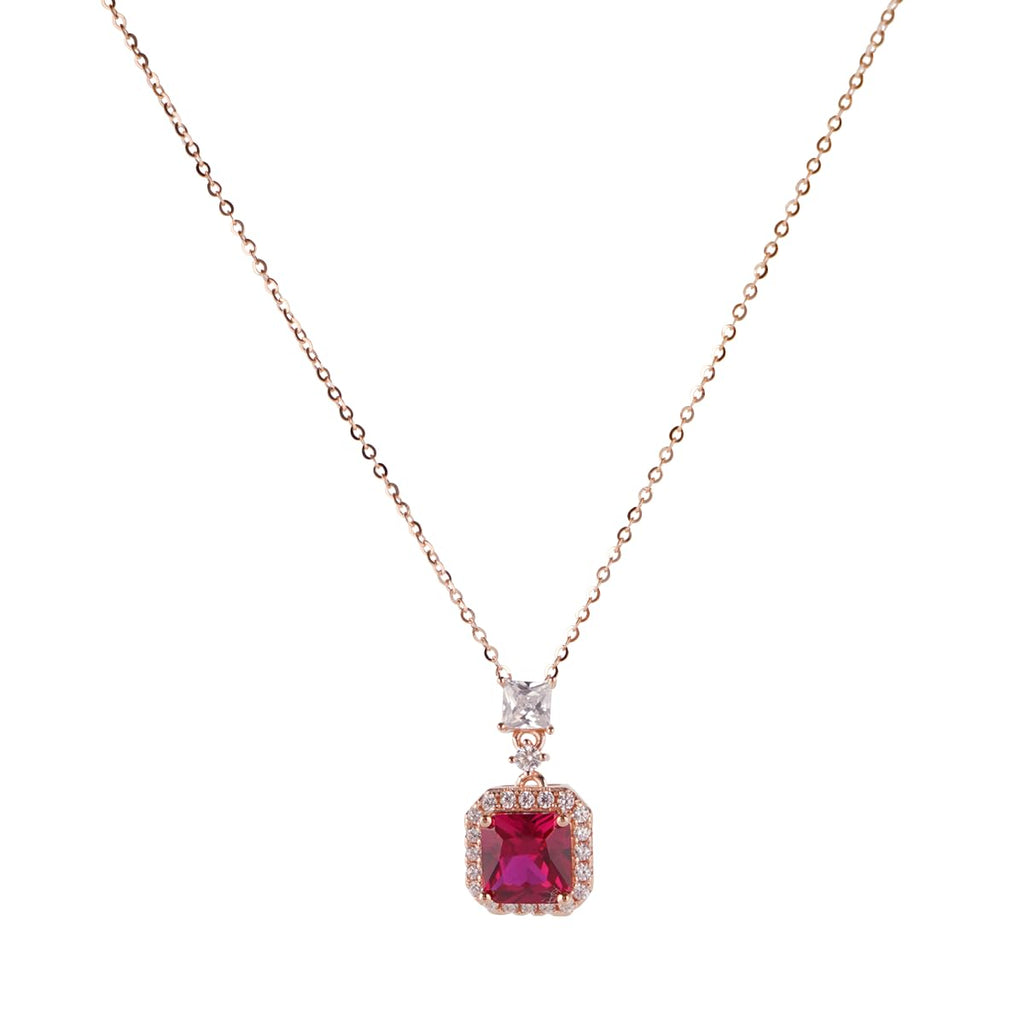 Birthstone Pendant Necklace for Women, Rose Gold Plated 925 Silver Adjustable Chain,  Gemstone & Zircon Halo Pendant, Elegant Retro Jewelry Gift for Her