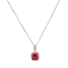 Load image into Gallery viewer, Birthstone Pendant Necklace for Women, Rose Gold Plated 925 Silver Adjustable Chain,  Gemstone &amp; Zircon Halo Pendant, Elegant Retro Jewelry Gift for Her