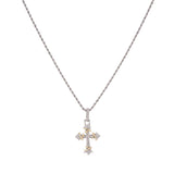 Two Tone Cross Pendant Necklace Gold Silver Plated Brass Cubic Zirconia Iced Out Hip Hop Jewelry Gift for Men Women