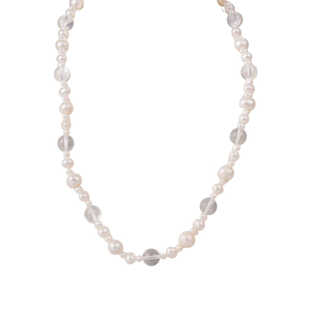 【Necklace】Shining Crystal Natural Freshwater Pearl Beaded Necklace, Low-Profile Elegant Jewelry for Women, Perfect Dating Gift