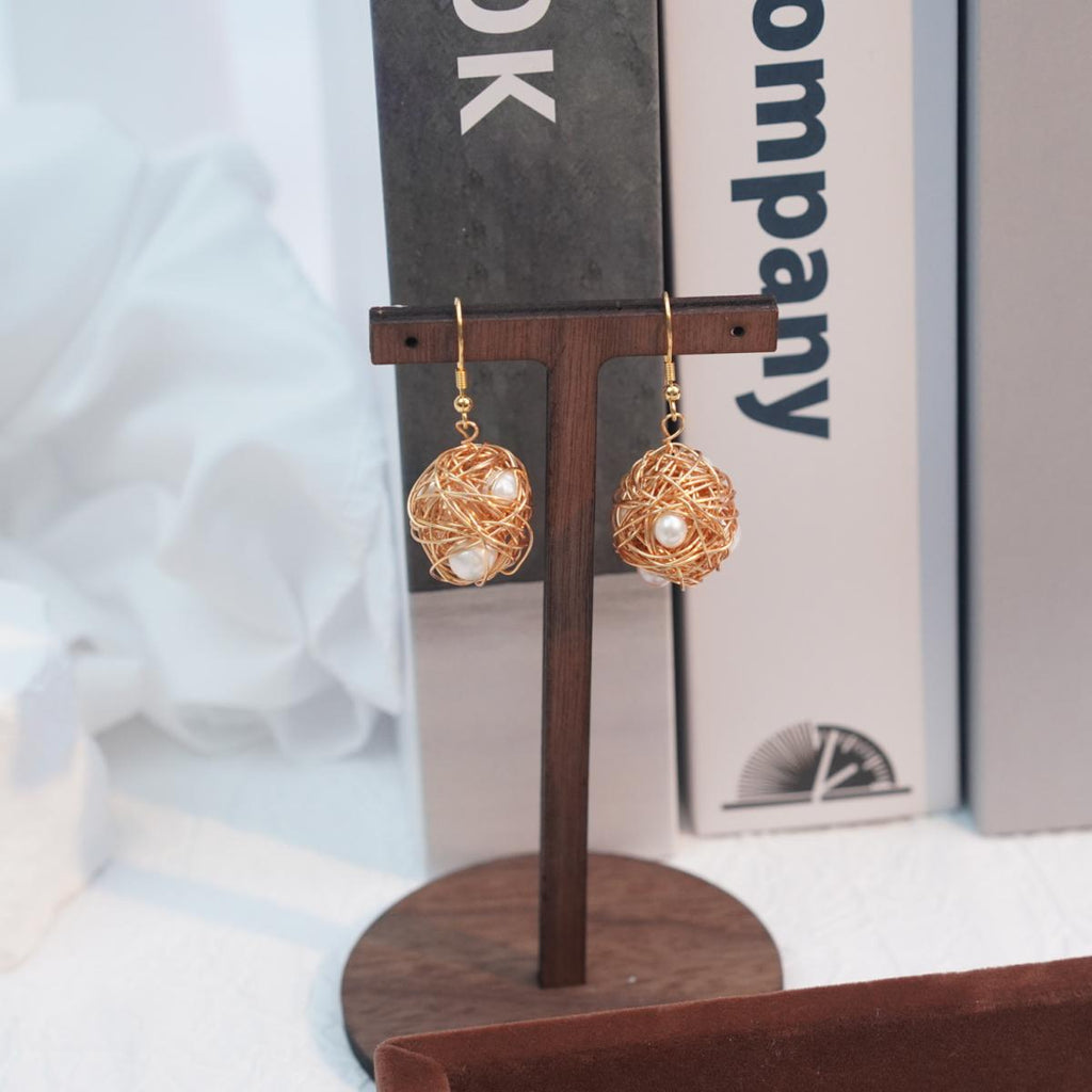 【Earrings】Natural Inspired Bird's Nest Pearl Earrings, Delicate & Luxury Style for Fashion Women