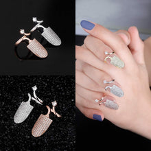 Laden Sie das Bild in den Galerie-Viewer, YOSZO 14K 6 Times Gold Platinum Plated Full Bling Iced Out CZ Finger Nail Ring for Women Finger Rings for Women Unique Fingernail Protective Nail Cap Cover Ring