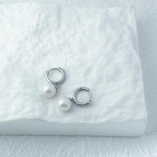 Load image into Gallery viewer, 【Hoop Earrings】Alloy Silver - Plated Pearl Earrings with Zircon Inlaid, Elegant &amp; Delicate for Women