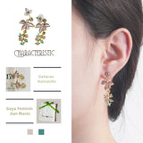 - Bunga Ungu, Rekaan Kelopak dan Daun Cantik dan Berwarna-warni, Barang Kemas Fairycore Manis, Untuk Wanita, - Jatuh anting  Earrings cute  earrings