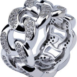 YOSZO 18K Gold Plated Full ICED Out CZ Cuban Link Band Mens Bling Rhodium Ring Hip Hop