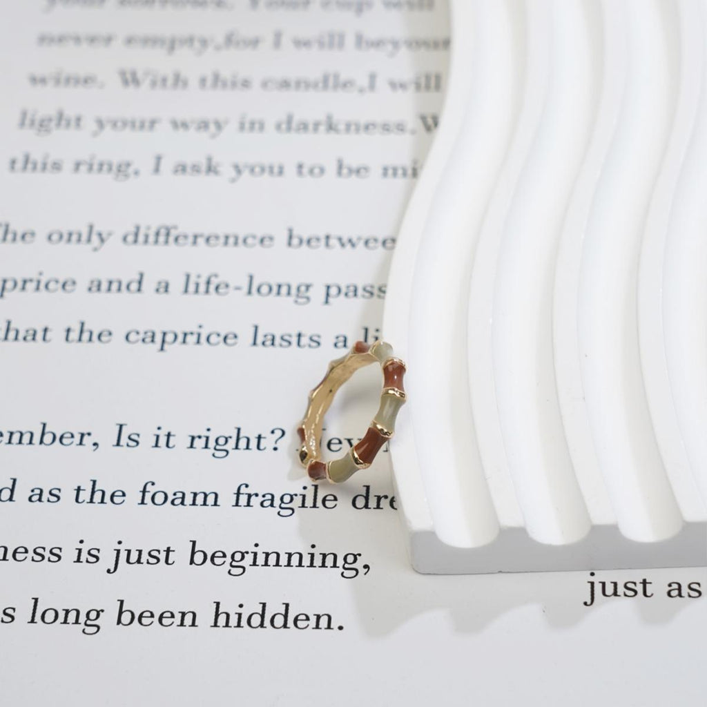 Cincin Terbuka Tangkai Buluh, Barang Kemas Enamel Aloi, Estetika Oriental, Reka Bentuk Unik, Untuk Pencinta Fesyen Jewelry Rings stainless  steel  ring