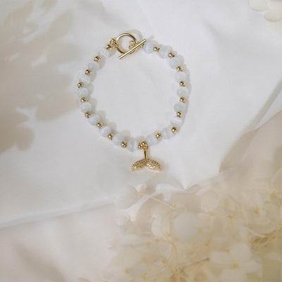 【 Bracelet】Cat's Eye Stone Bracelet with Zircon Mermaid Tail, Elegant & Romantic for Daily Wear & Gifting