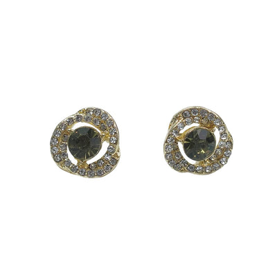 【Earrings】Swirl Pattern Elegant Earrings Dark & Clear Stones Lightweight Accessory for Ladies' Daily Wear